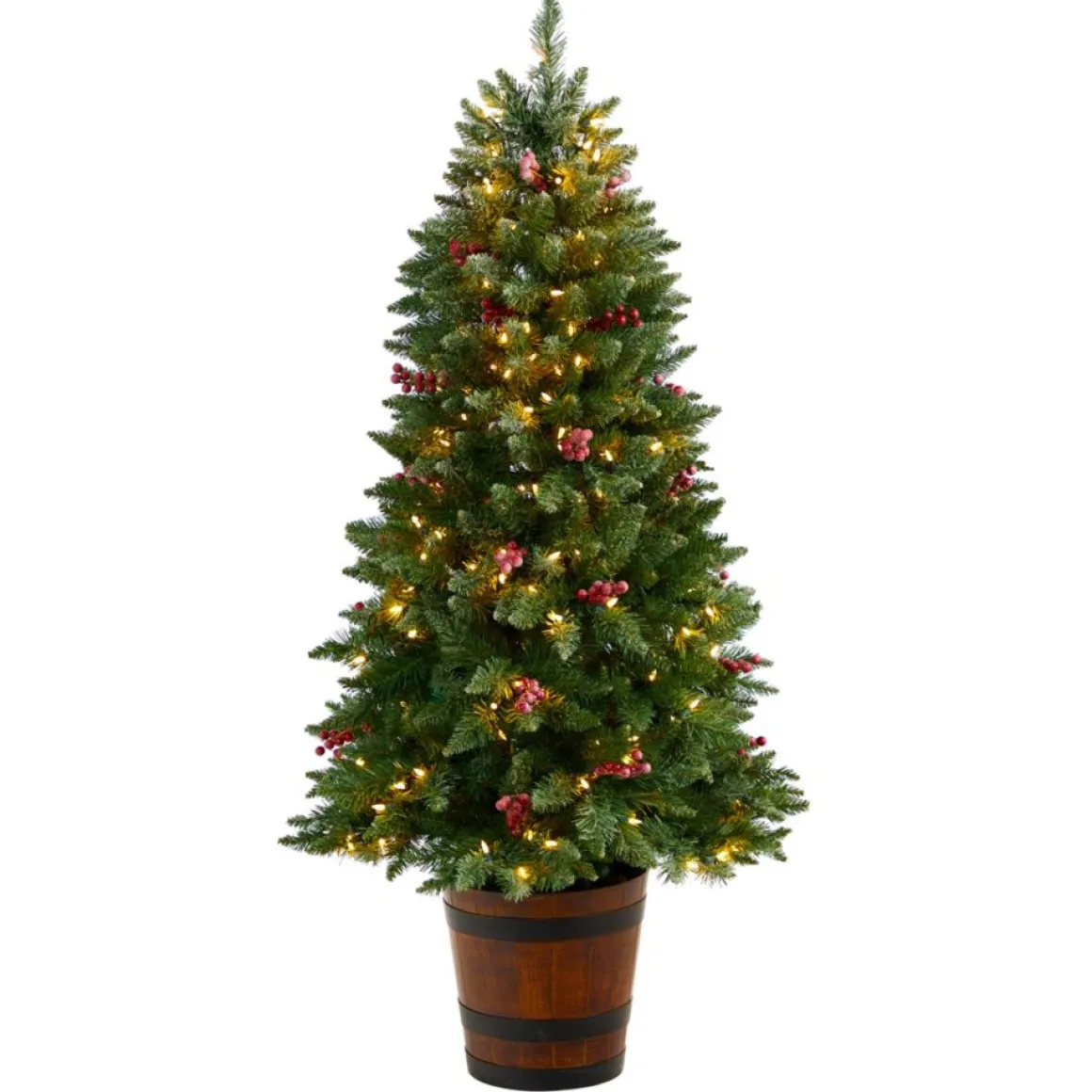 5' Frosted Pre-Lit Porch Christmas Tree With 200 Led Lights