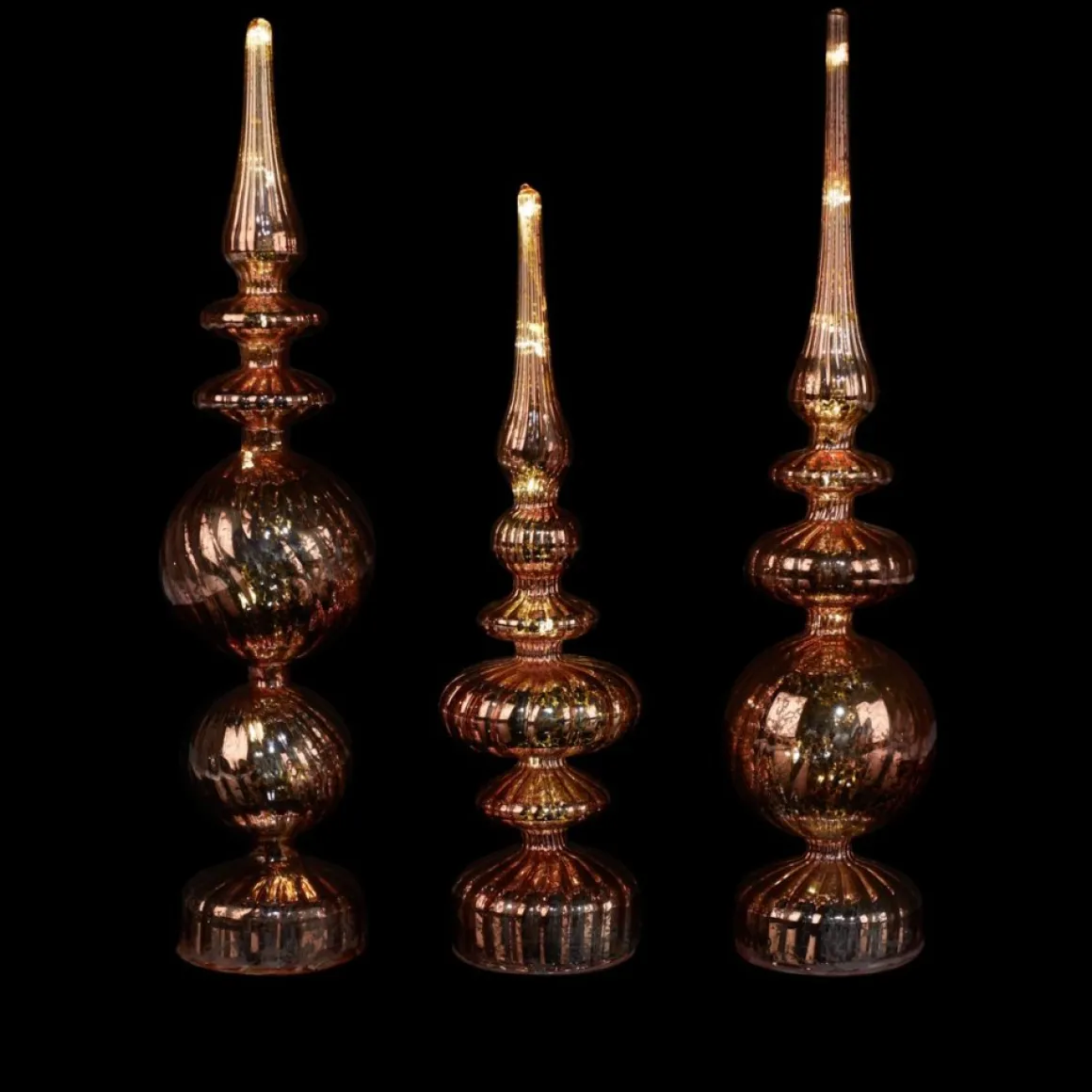 Alison At Home Illuminated Glass Finials With Timers 3-Piece Set
