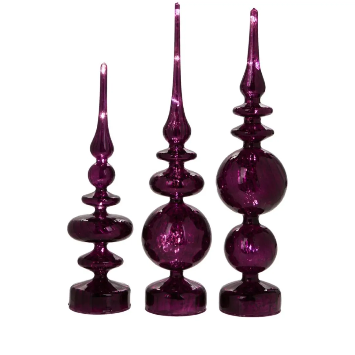 Alison At Home Illuminated Glass Finials With Timers 3-Piece Set