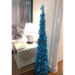 As Is Winter Lane 6' Illuminated Slim Tinsel Pop-Up Christmas Tree