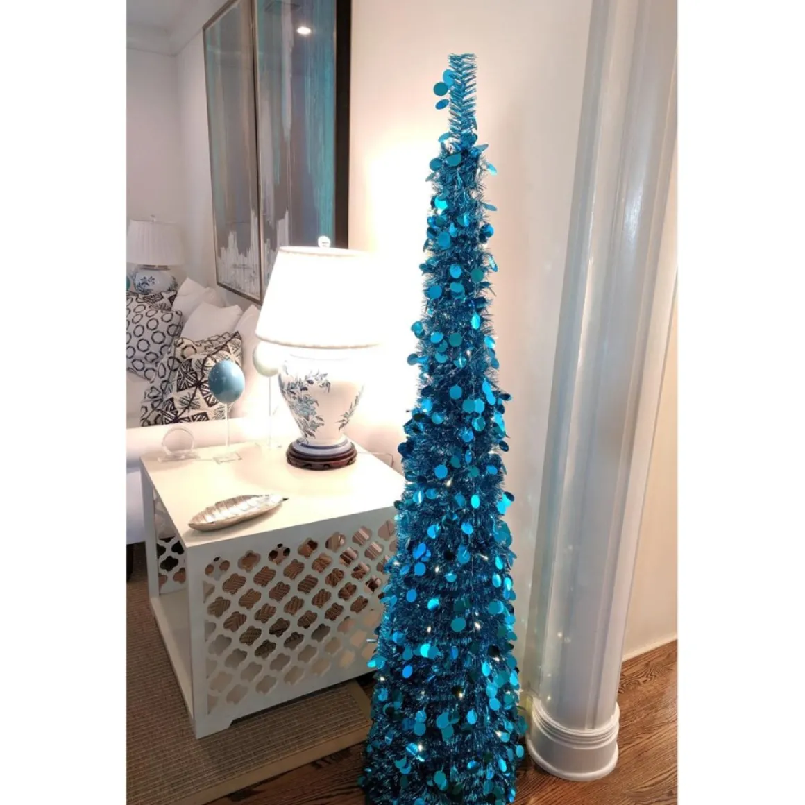 As Is Winter Lane 6' Illuminated Slim Tinsel Pop-Up Christmas Tree