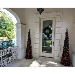As Is Winter Lane 6' Illuminated Slim Tinsel Pop-Up Christmas Tree