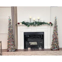 As Is Winter Lane 6' Illuminated Slim Tinsel Pop-Up Christmas Tree