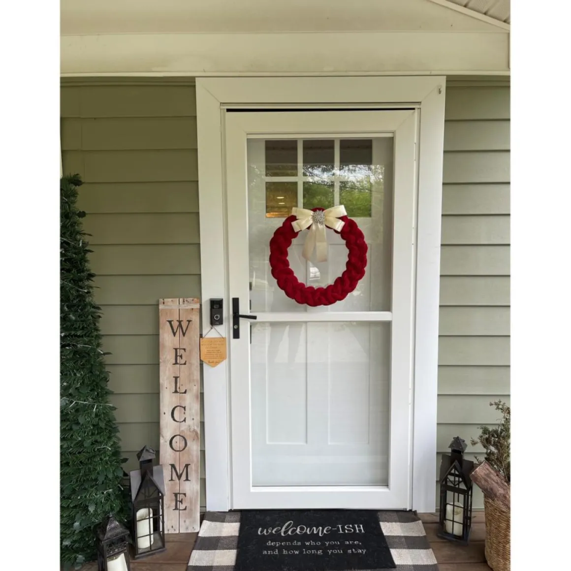 August & Leo 19" Braided Velvet Wreath With Jeweled Satin Bow