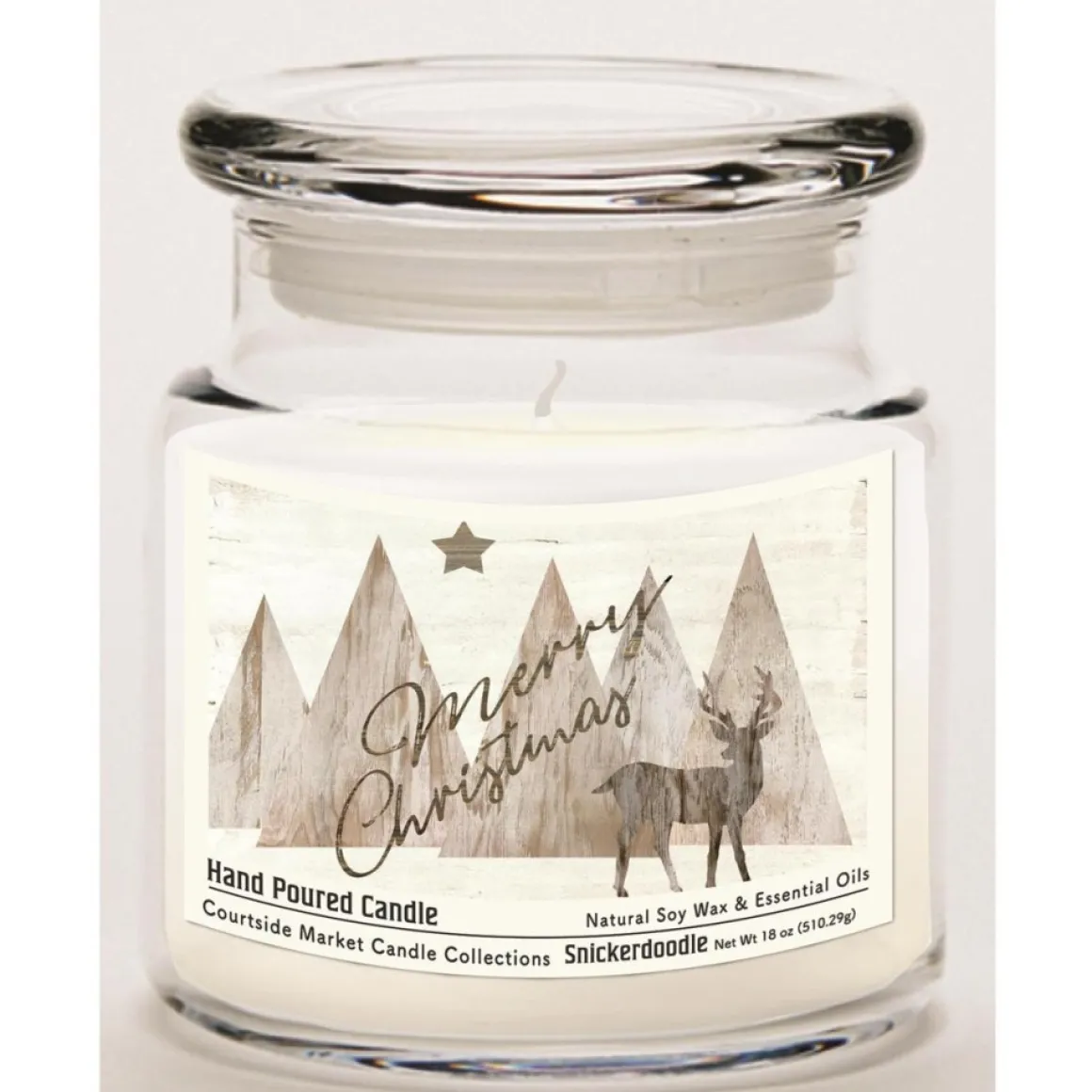 Courtside Market Candle W/ Essential Oils + Lid - Merry Christmas Deer