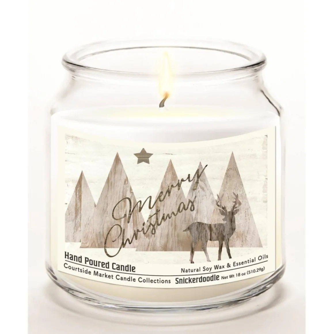 Courtside Market Candle W/ Essential Oils + Lid - Merry Christmas Deer