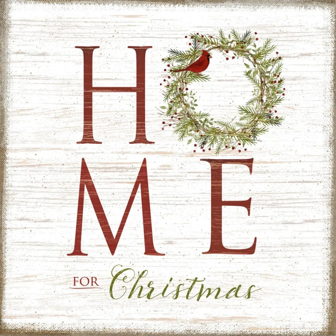 Courtside Market Home For Christmas 14X14 Wood Art