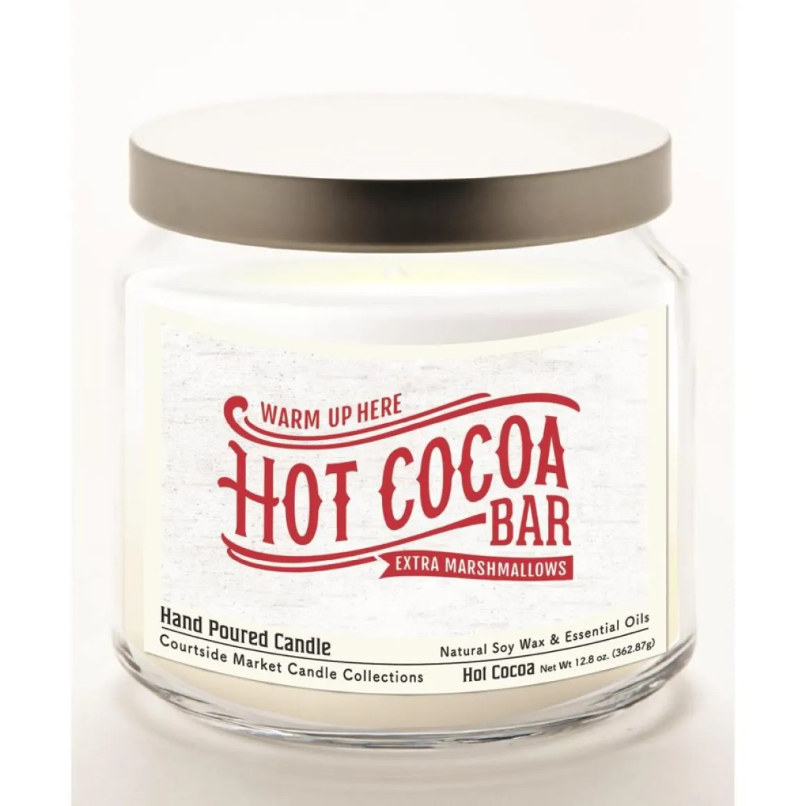 Courtside Market Hot Cocoa Bar Wax Candle In Glass Jar With Silver Lid