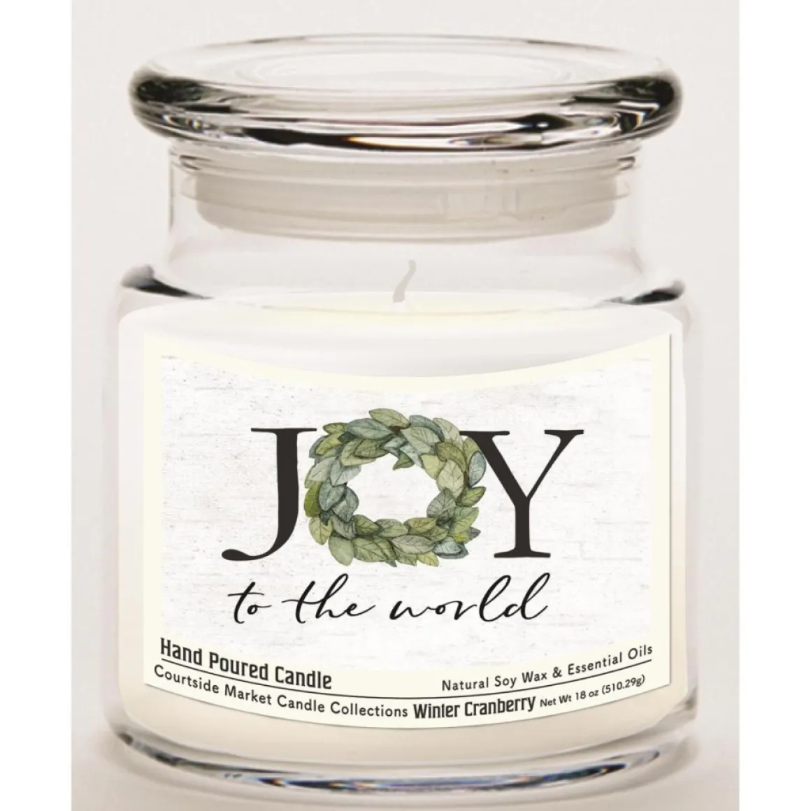 Courtside Market Joy To The World Soy Wax Candle In Glass Jar With Lid