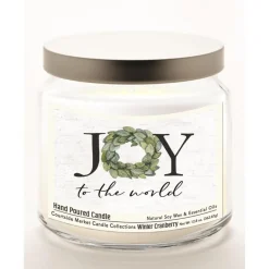 Courtside Market Joy To The World Candle In Glass Jar With Silver Lid