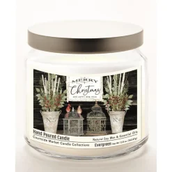 Courtside Market Merry Christmas Cardinals Wax Candle With Brushed Lid