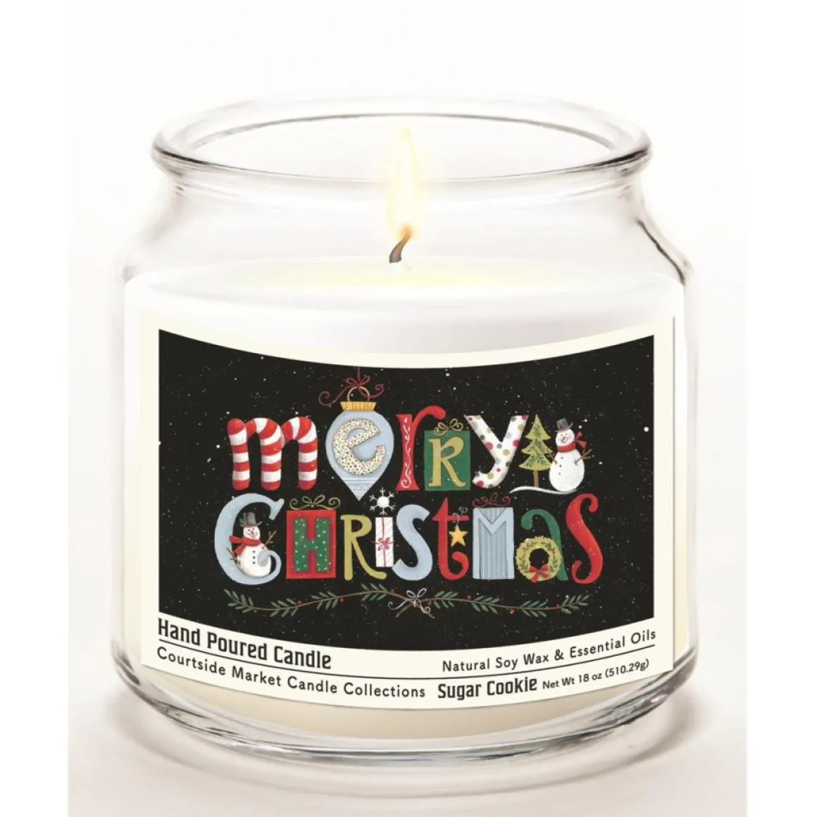 Courtside Market Soy Candle W/ Essential Oils + Lid-Merry Christmas