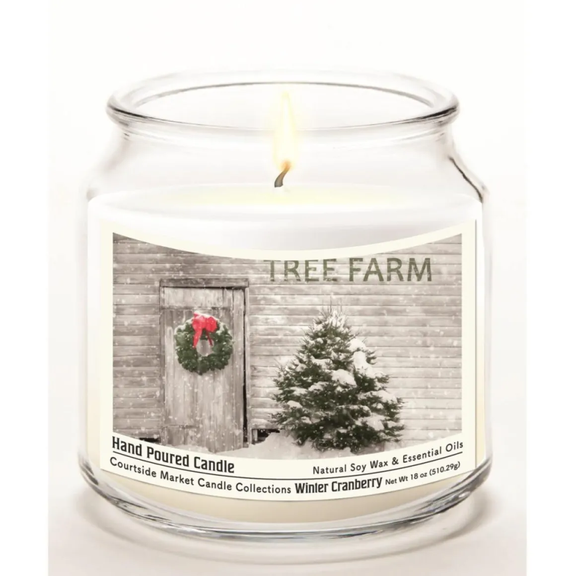 Courtside Market Soy Candle W/ Essential Oils + Glass Lid - Tree Farm