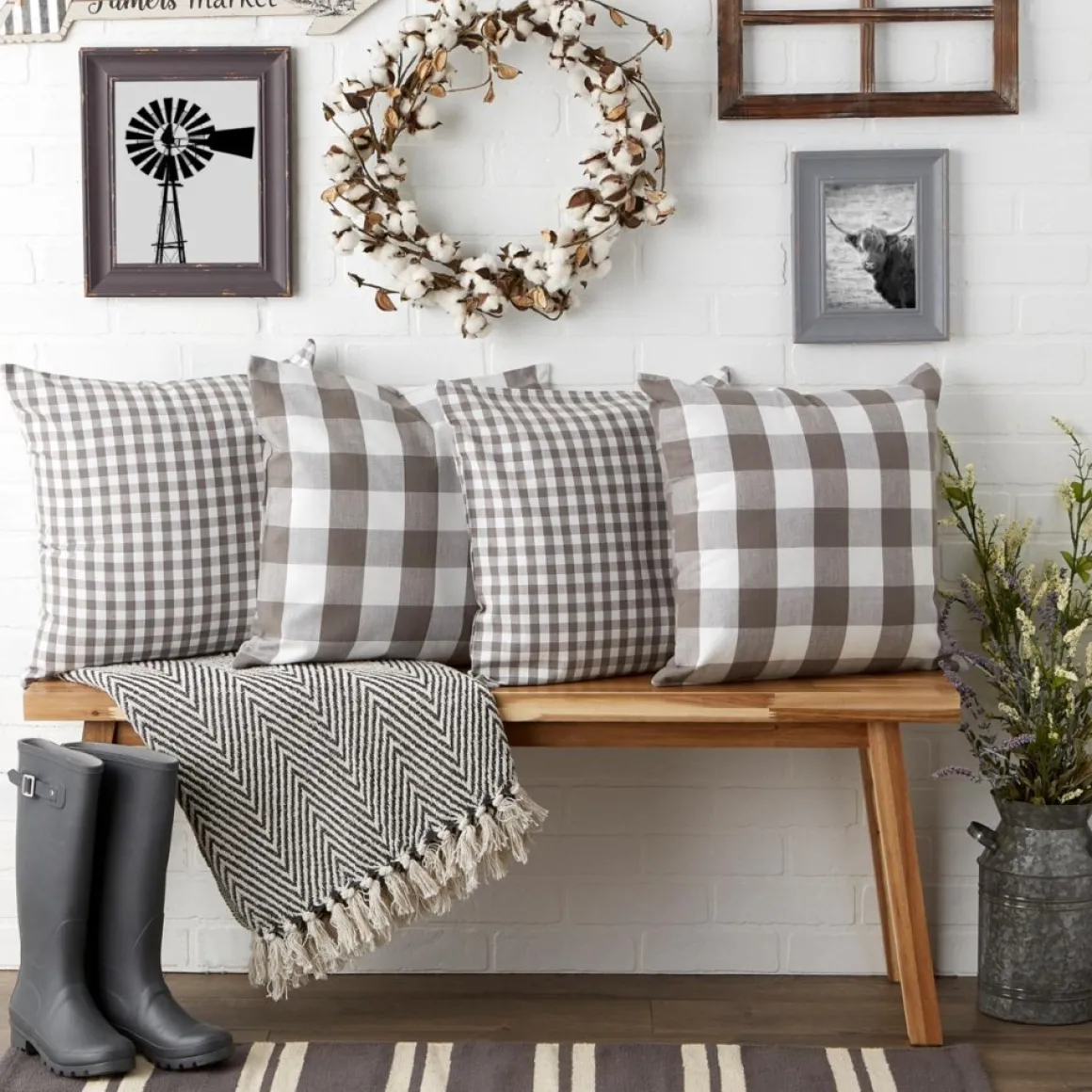 Design Imports Gingham Buffalo Check Pillow Covers Set Of 4