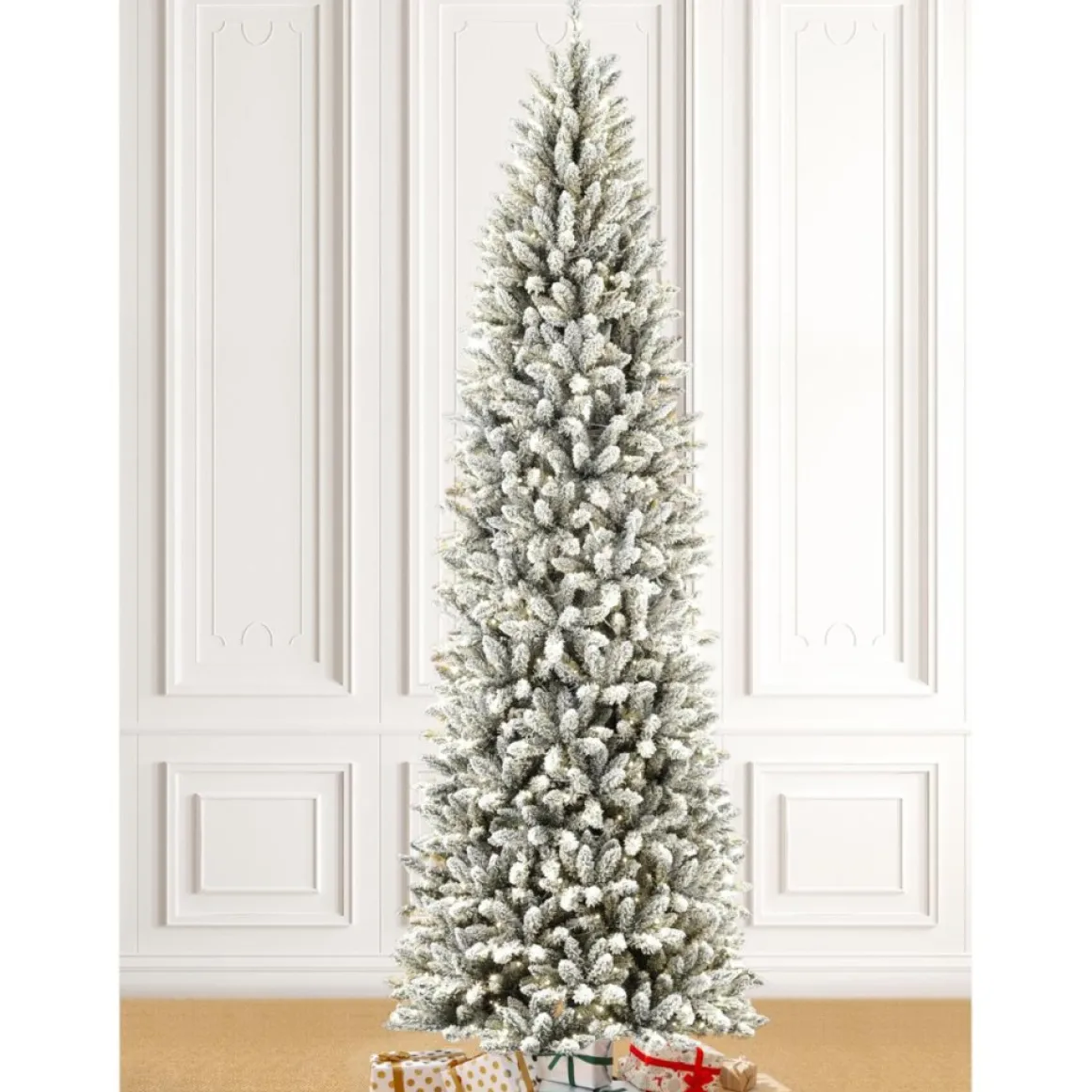 Glitzhome 9 Ft. Preloaded Led Pencil Fir Artificial Christmas Tree