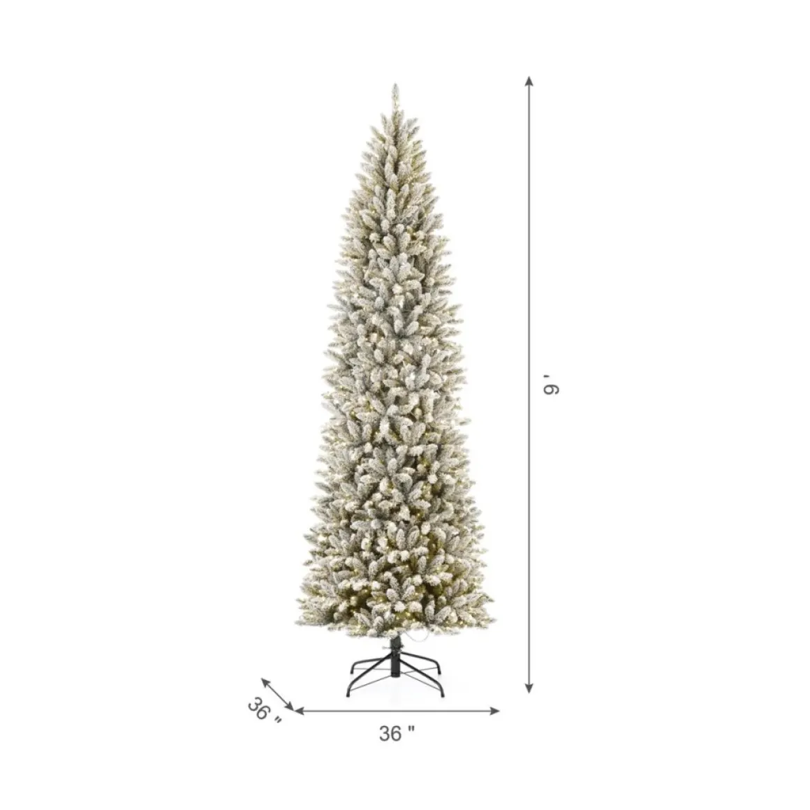 Glitzhome 9 Ft. Preloaded Led Pencil Fir Artificial Christmas Tree