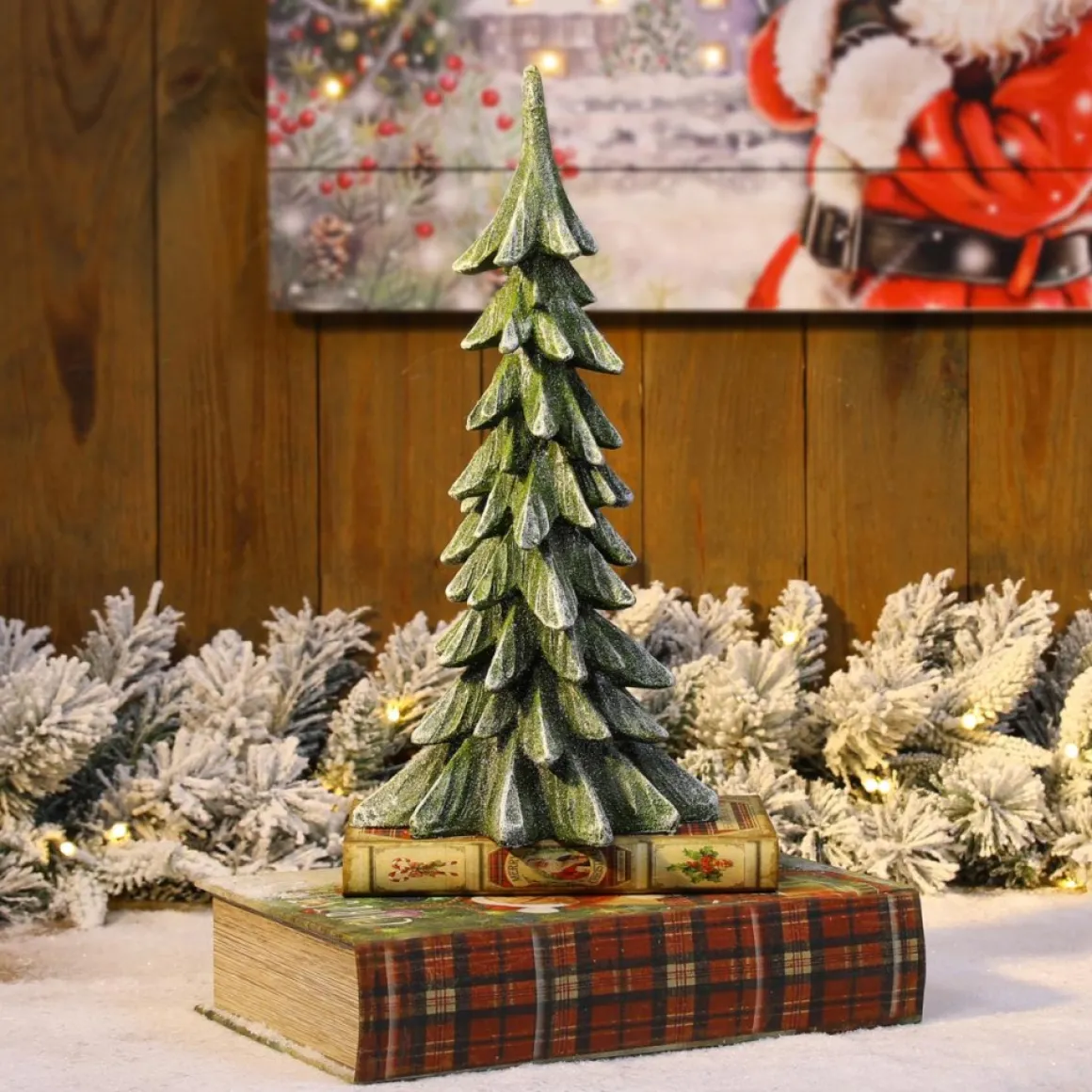 Glitzhome 14.75In H Resin Christmas Table Tree Decor