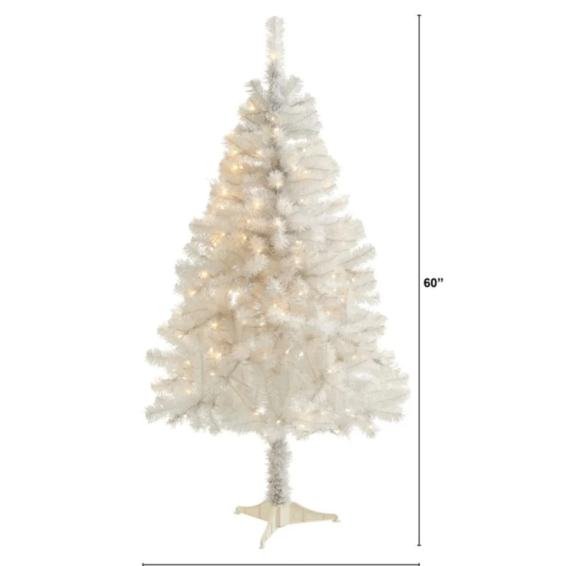 Nearly Natural 5' White Christmas Tree With 150 Clear Led Lights