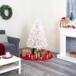 Nearly Natural 5' White Christmas Tree With 150 Clear Led Lights