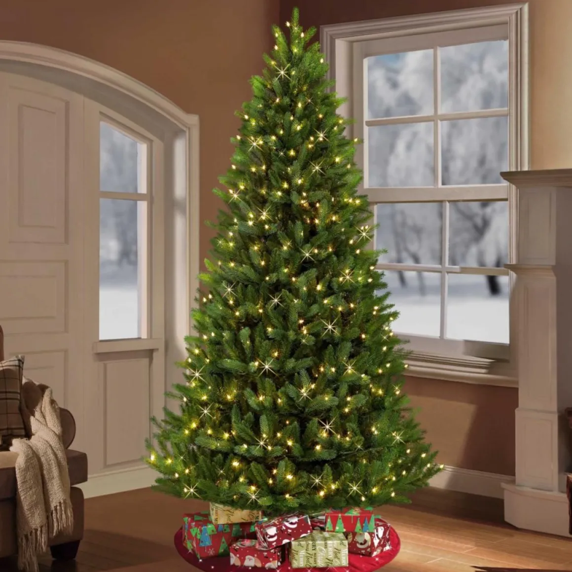 Puleo 4-1/2 Ft. Pre-Lit Green Mountain Fir Artificial Christmas Tree