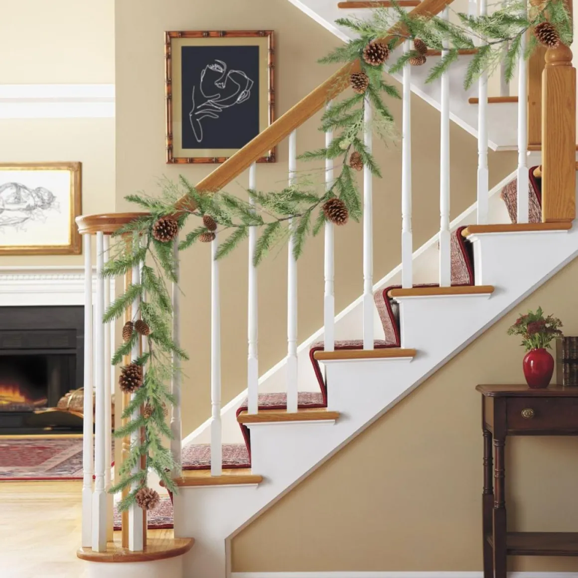 Puleo International 110" Artificial Cypress Spring W/ Pinecones, Green