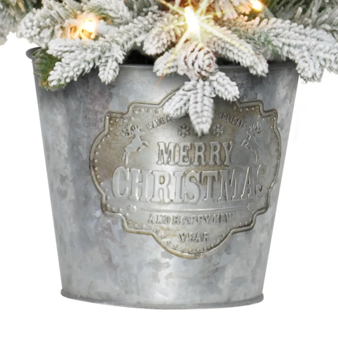 Puleo International 3' Pre-Lit Pvc Potted Flocked Tree