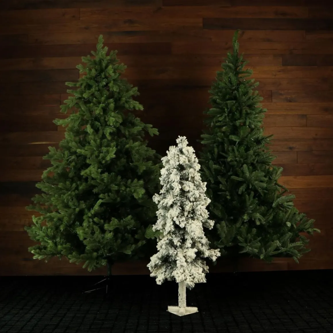Snowy Alpine Tree With Clear Lights