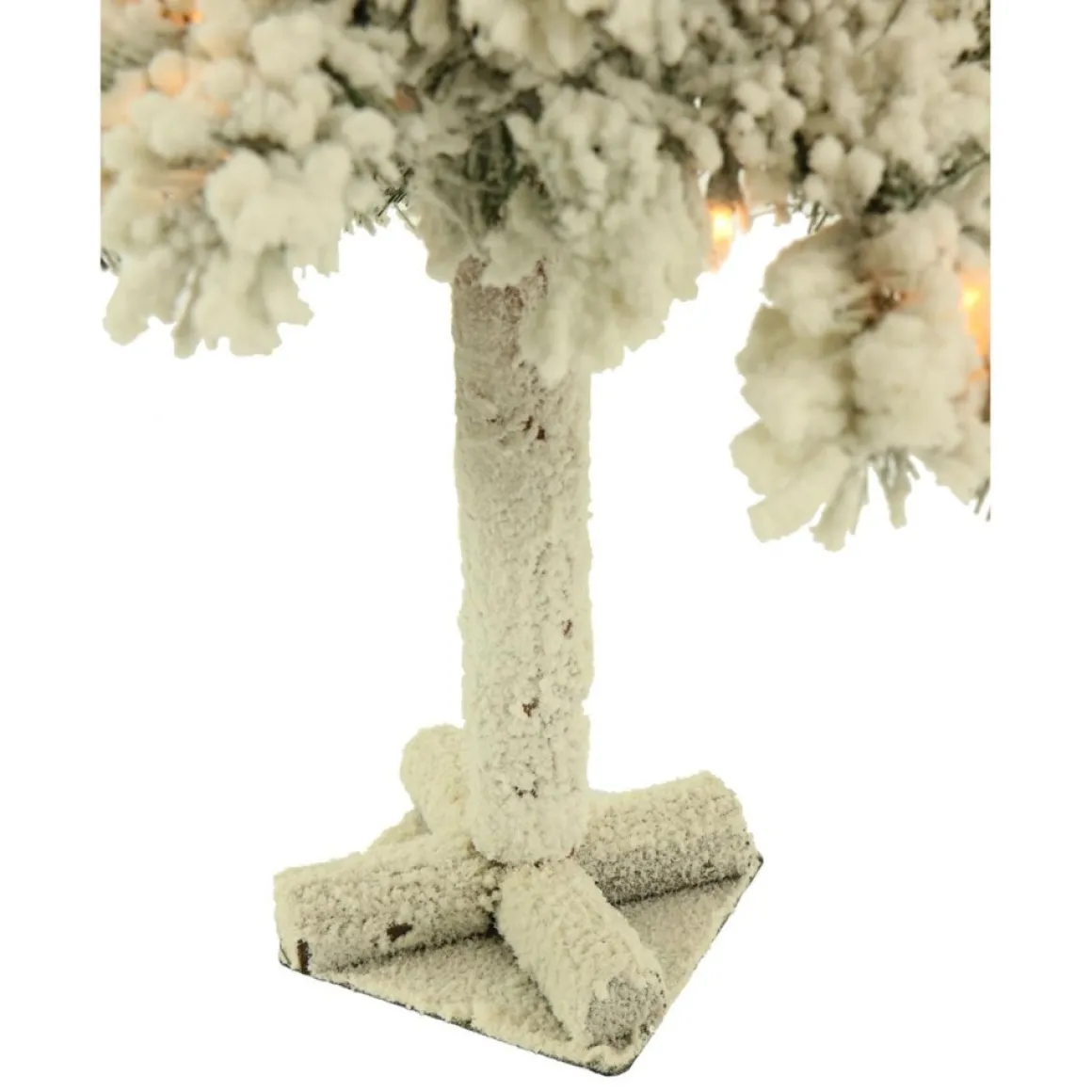 Snowy Alpine Tree With Clear Lights
