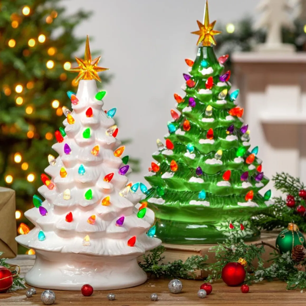 The Gerson Company 13.98" Green Battery-Operated Musical Dolomite Tree