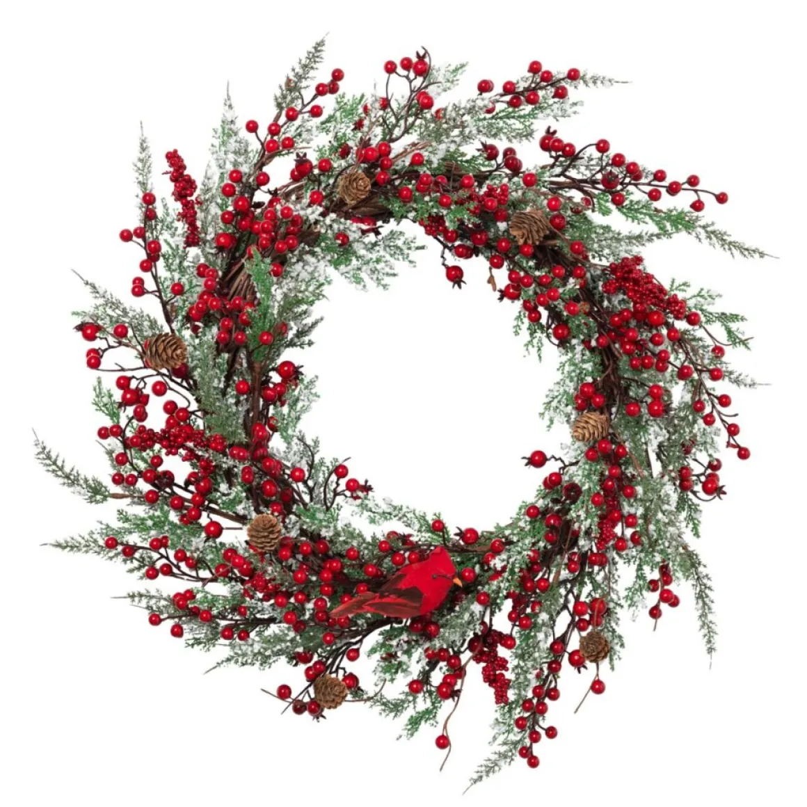 The Gerson Company 24" Winter Greenery Spray Wreath With Berry Accents