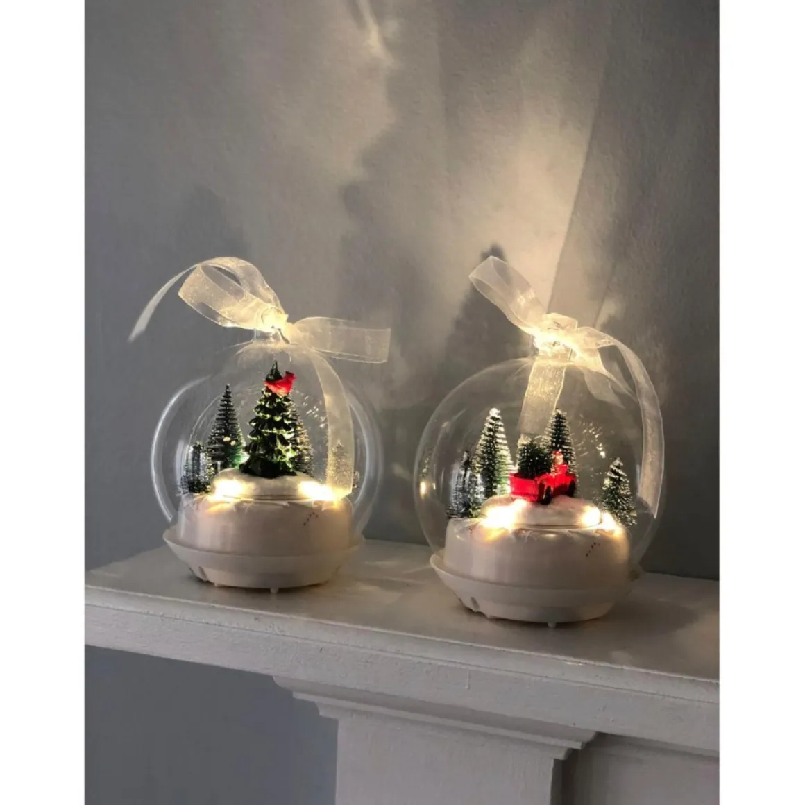 Winter Lane 2 Tabletop Musical Led Ornaments W/Rotating Scene & Timer