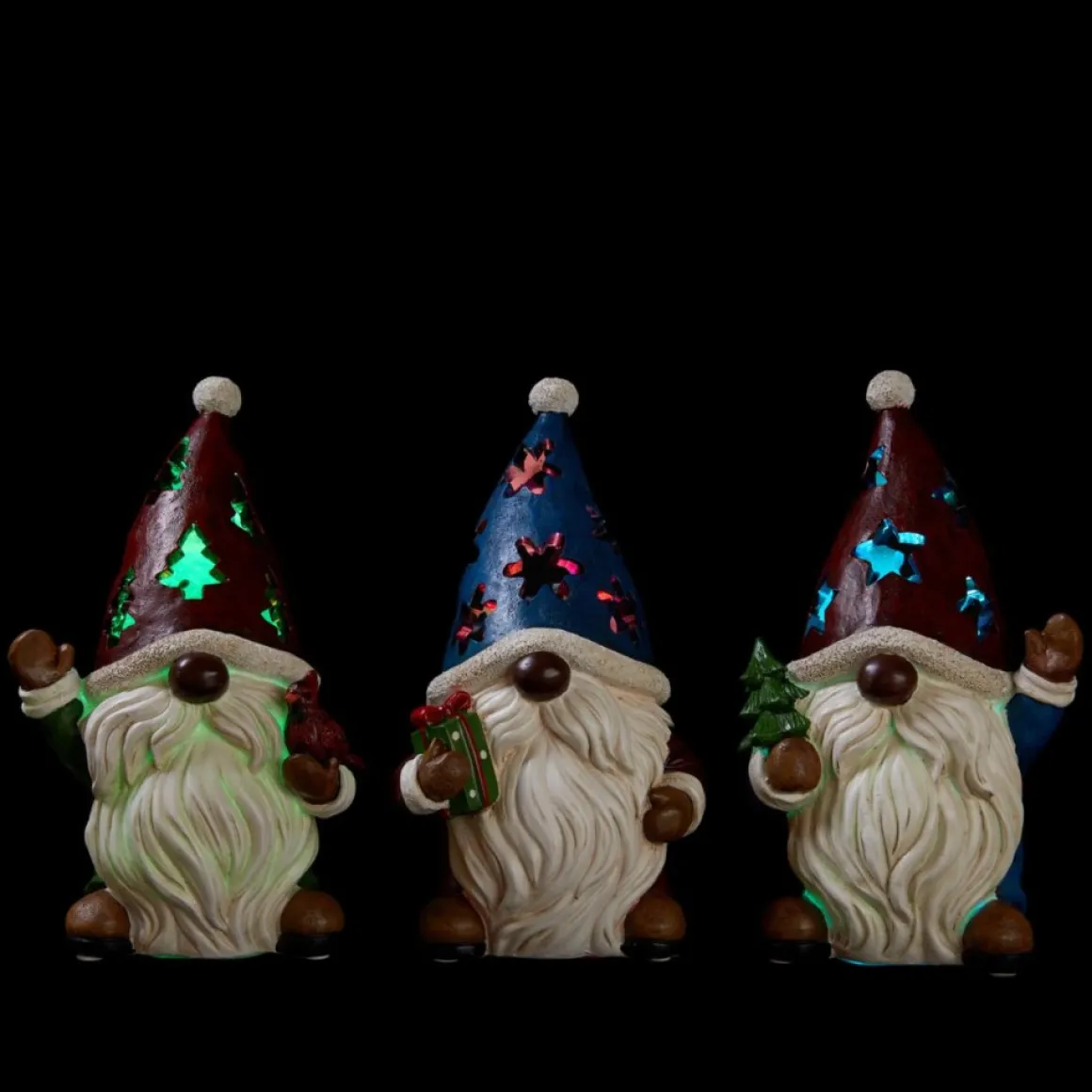 Winter Lane Led Cutout Gnome Figures - Set Of 3